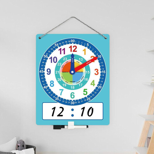 Wall Clock Double-Sided Classroom Clock Educational Learning Clock Time Practice Tool For Home And School Use 1