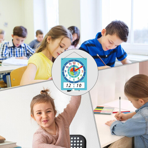 Wall Clock Double-Sided Classroom Clock Educational Learning Clock Time Practice Tool For Home And School Use 2