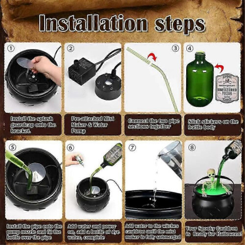 (B) Halloween Decorations Indoor - Cauldron Halloween Decor with Magic Floating Potion Bottles and Diffu 2