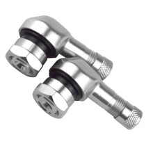 90 Degree CNC Aluminum Universal Motorcycle Wheel Valve Stems Silver Front And Rear CNC Machined