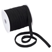 27 Yards Black Flat Replacement Cotton Cords 8mm Wide Flat Drawstring Cord Rope with Plastic Empty Spools for Garment Accessories