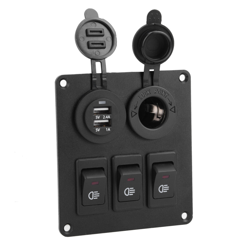 Marine Rocker Switch Panel With Led & Dual Usb 12V/24V Green/Light 4931350197132