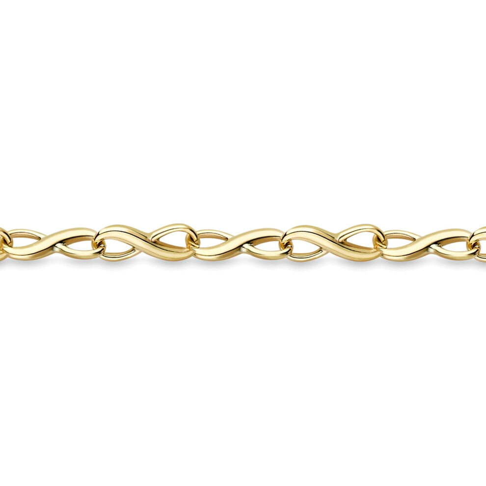Jewelco London Women's Gold,Yellow 9Ct Yellow Gold Twisted Infinity Link Bracelet 7.25" 19Cm - Brnr02521-07