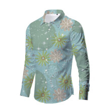Men's Christmas Shirt Slim Fit Button-Up Christmas Printed Hawaiian Shirt 3D Digital Print Light Green Size M