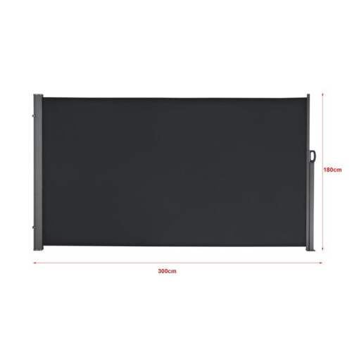 Store latéral - HELLOSHOP26 - 300 x 180 cm - Acier - Polyester - Noir 1