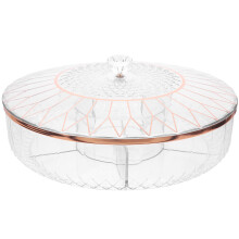 Transparent Divided Serving Platter with Lid for Snacks and Fruits