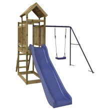 Spielplatz im Freien - HELLOSHOP26 - Rutschturm und Schaukel - Kiefernholz - 242 x 379 x 214 cm - 3-8 Jahre