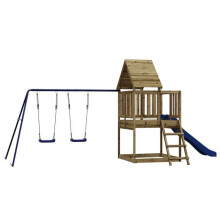 Spielplatz im Freien - HELLOSHOP26 - Schaukeln und Rutsche - Kiefernholz - 3-8 Jahre - 564x235x228 cm