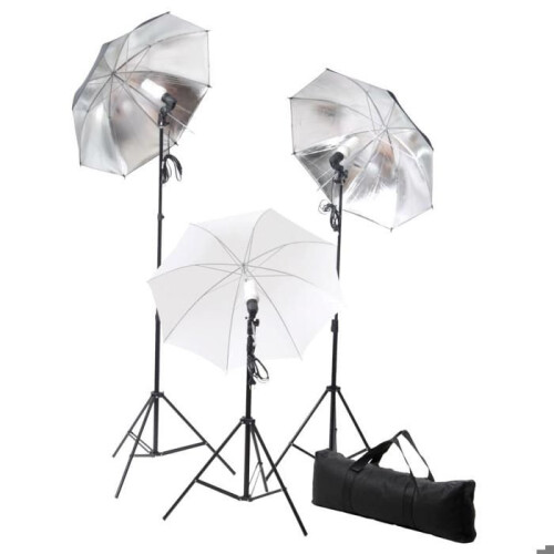 Ensemble d'éclairage de studio professionnel trépieds et parapluies 24 watts 02_0001411 1