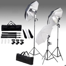 Ensemble d'éclairage de studio professionnel trépieds et parapluies 24 watts 02_0001411