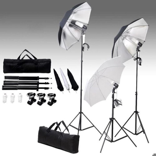 Ensemble d'éclairage de studio professionnel trépieds et parapluies 24 watts 02_0001411