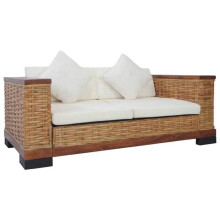 Conjunto de sofás 2 peças com almofadas marrons em rattan natural 02_0020851