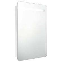 Badezimmer-Schrank - LED - Hochglanz Weiß - 60 x 11 x 80 cm - MDF - 2 Regale