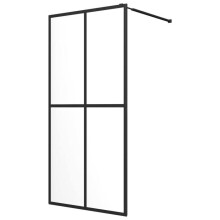 Duschwand - HELLOSHOP26 - Gehärtetes Glas - Schwarzes Aluminium - 195 cm - Leicht zu reinigen