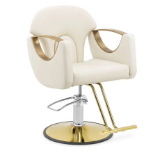 Professioneller Friseurstuhl mit Fußstütze 180 kg PVC Stahl Creme 14_0008945