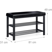 Banco de armazenamento para sapatos, móvel de assento, banqueta em sintético, 2 níveis, preto, 13_0000360_3