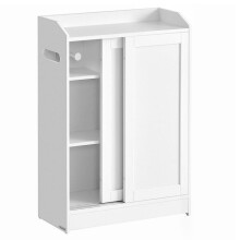 Toiletmeubel - HELLOSHOP26 - Compact - 6 Compartimenten - Inclusief Toiletrolhouder - Cloudwit