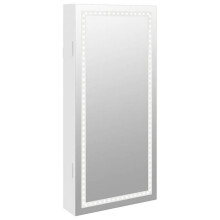 Armadio per gioielli - HELLOSHOP26 - Specchio con illuminazione a LED - Legno ingegnerizzato - Bianco - 31,5x9x67 cm