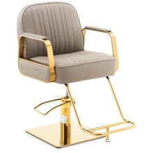 Friseursessel mit Fußstütze 200 kg Edelstahl beige gold 14_0008958