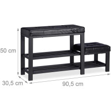 Banc d'entrée móvel para sapatos banqueta estofada 90,5 cm preto 13_0000352_3