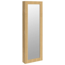 Armadio per gioielli mobile di stoccaggio organizzatore per camera spogliatoio bagno con specchio a muro 30 x 8,5 x 90 cm marrone 02_0022827