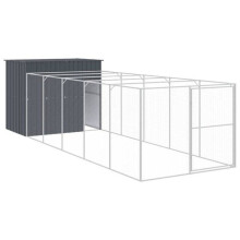 Nicho para cão com pátio - HELLOSHOP26 - 214 x 661 x 181 cm - Aço galvanizado - Antracite