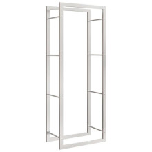 Suporte de madeira para lenha 50 x 28 x 132 cm aço inoxidável Prata 02_0043715