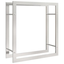 Porta de madeira para lenha 80 x 28 x 86 cm aço inoxidável Prata 02_0043742