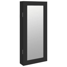 Armadio gioielli mobile contenitore organizzatore camera spogliatoio bagno con specchio a muro 30 x 8,5 x 67 cm nero 02_0022840