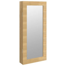 Armadio per gioielli mobile di stoccaggio organizzatore camera spogliatoio bagno con specchio a parete 30 x 8,5 x 67 cm marrone 02_0022825