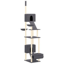 Kattenboom meubel toren klim speelgoed krabben krabpaal klimmen platform van vloer tot plafond donker 277-303 cm grijs 02_0022762