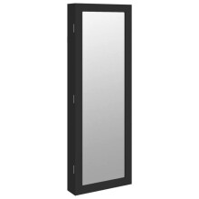 Armadio per gioielli mobile di stoccaggio organizzatore per camera guardaroba bagno con specchio a parete 37,5 x 10 x 106 cm nero 02_0022843
