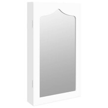 Armadio per gioielli - HELLOSHOP26 - Specchio a muro - Legno ingegnerizzato - 2 cassetti - Bianco 37,5x10x67cm