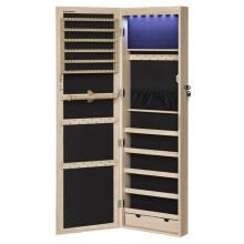 Armadio per gioielli mobile di stoccaggio a parete per collane orecchini armadietto per accessori con specchio 37 x 10 x