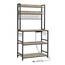 prateleira de cozinha com suporte para micro-ondas e prateleira de armazenamento com painel de grade 14 ganchos 40 x