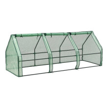 Tuinkas met 3 ramen van staal en polyethyleen 240 x 90 x 90