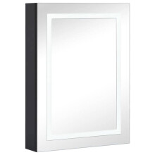 Badezimmerschrank - LED - 50x13x70 cm - MDF schwarz - 3 Regale - Sanftes Licht