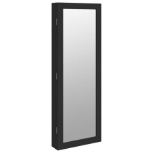 Armadio per gioielli mobile di stoccaggio organizzatore camera guardaroba bagno con specchio e illuminazione LED muro nero 02_0022823