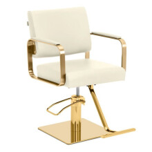 Friseurstuhl - HELLOSHOP26 - Cremegold - Verstellbar 50-66 cm - Drehbar 360 - Tragkraft 200 kg