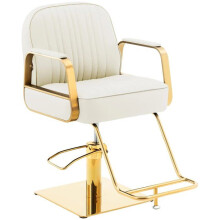 Friseursessel mit Fußstütze 200 kg rostfrei creme gold 14_0008957