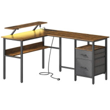 Escrivaninha em L com régua de tomadas, escrivaninha de canto, mesa de informática com suporte para monitor, mesa de jogos com LED.