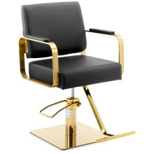 Professioneller Friseurstuhl mit Fußstütze 200 kg Edelstahl Schwarz Gold 14_0008942