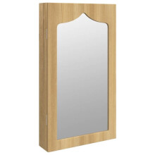 Armadio per gioielli - HELLOSHOP26 - Specchio a muro - 37,5 x 10 x 67 cm - Legno di ingegneria - Marrone
