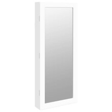 Armadio per gioielli - HELLOSHOP26 - Specchio con illuminazione LED - Legno ingegnerizzato - Bianco - 37,5x10x90 cm