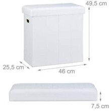 Tabouret banco banqueta puff de armazenamento dobrável 50 litros branco 13_0002776