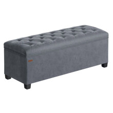 Opslagtabouret - HELLOSHOP26 - Kubus poef - Grijs velours - 300 kg - 103 L
