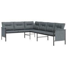 "Canapé de canto de jardim 230 x 168 x 65 cm aço e textilene antracite 02_0013206"