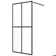 Duschabtrennung aus klarem Sicherheitsglas 140 x 195 cm schwarzer Edelstahl 02_0003085