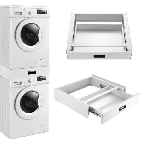 Kit de superposition pour lave linge seche linge standard 60 cm avec tiroir blanc 1