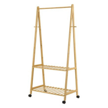 Portant à vêtements à roulettes 70 x 43 x 152 cm bambou 03_0008146